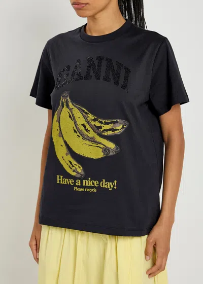Ganni Relaxed Banana T-shirt In Black