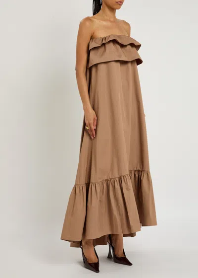 Saint Laurent Beige Cotton Serge Ruffled Dress