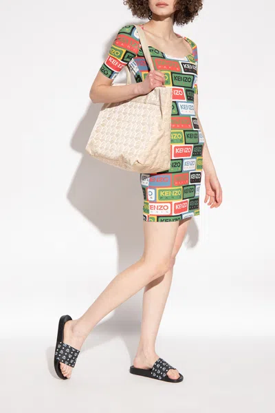 Mcm Women Black Rubber Slippers In Animal Print