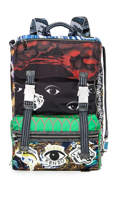 Shop Kenzo Essentials Flap Backpack In Multi