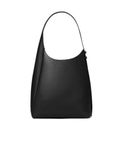 Tory Burch Small Leather Hobo Bag With Adjustable Strap In Black