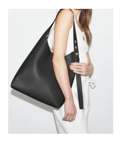 Tory Burch Small Leather Hobo Bag With Adjustable Strap In Black