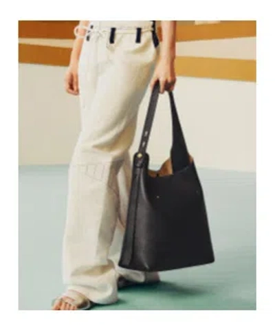 Tory Burch Small Leather Hobo Bag With Adjustable Strap In Black