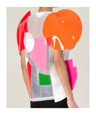 Junya Watanabe Colorful Geometric Patchwork Top With Short Sleeves In Multi