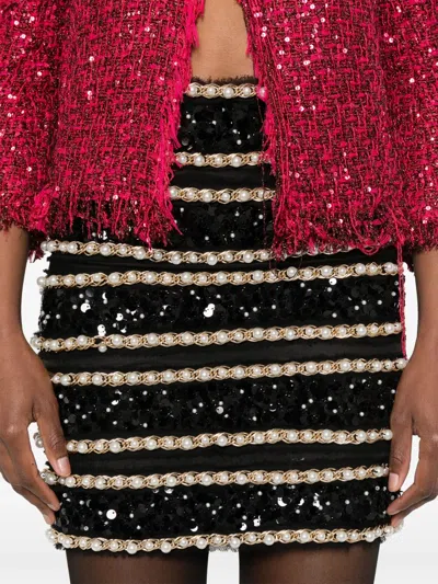 Balmain Striped Mini Skirt In Black