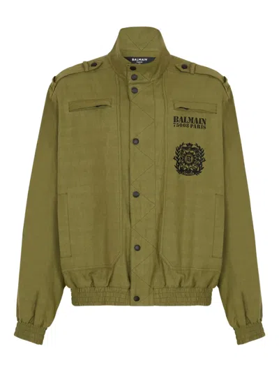 Balmain Khaki Cotton Aviator-style Bomber Jacket