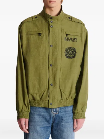 Balmain Khaki Cotton Aviator-style Bomber Jacket