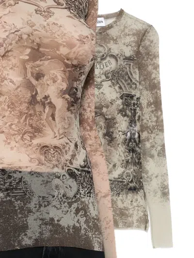 Jean Paul Gaultier Mesh Top In Brown