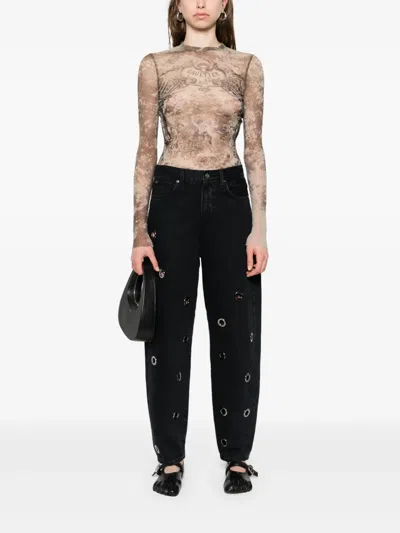 Jean Paul Gaultier Mesh Top In Brown