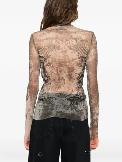 Jean Paul Gaultier Mesh Top In Brown