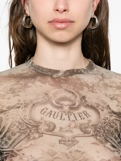 Jean Paul Gaultier Mesh Top In Brown