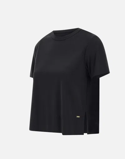 Kaos Black Viscose Blend Crop T Shirt