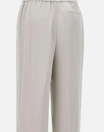 Theory Metallic Pants With Rear Elastic Waist And Wide Leg In Silk Woman