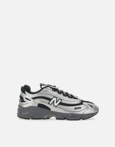 New Balance Mens Silver Metallic Green 1000 Metallic Mixed-material Trainers