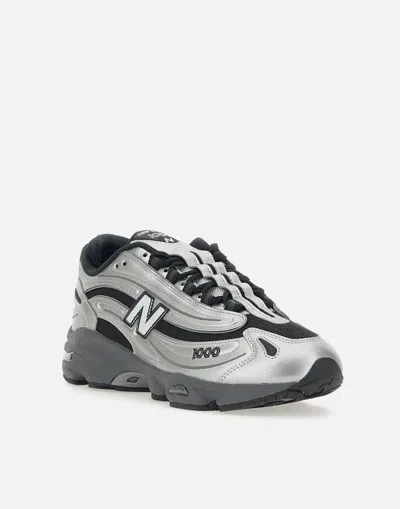New Balance Mens Silver Metallic Green 1000 Metallic Mixed-material Trainers