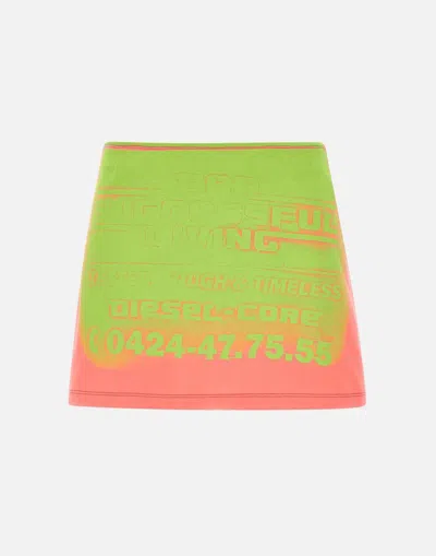 Diesel O Hun Cotton Mini Skirt In Green