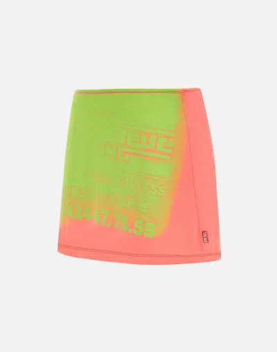 Diesel O Hun Cotton Mini Skirt In Green