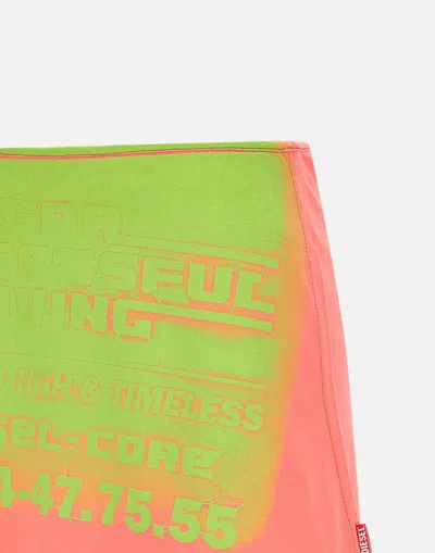Diesel O Hun Cotton Mini Skirt In Green
