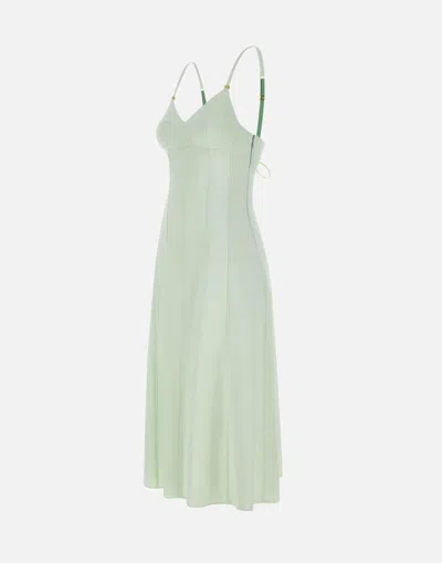 Elisabetta Franchi Criss-cross Tie Crepe Dress In Green
