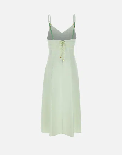 Elisabetta Franchi Criss-cross Tie Crepe Dress In Green