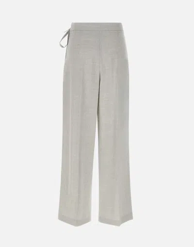Eleventy Greige Linen Wool Trousers