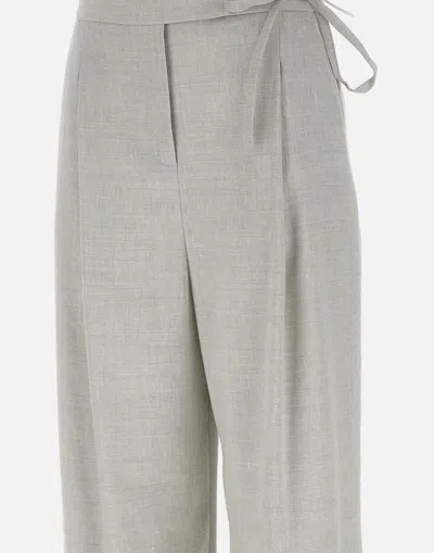 Eleventy Greige Linen Wool Trousers