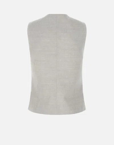 Eleventy Wool Linen Gilet In Ice Grey
