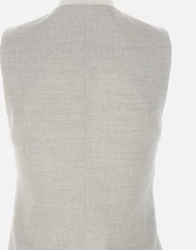 Eleventy Wool Linen Gilet In Ice Grey