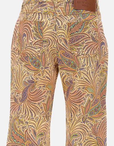 Etro Wide Leg Cotton Trousers With Paisley Pattern