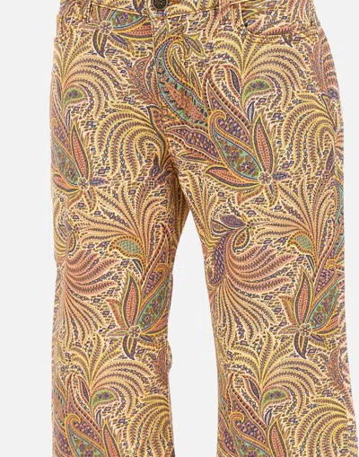 Etro Wide Leg Cotton Trousers With Paisley Pattern