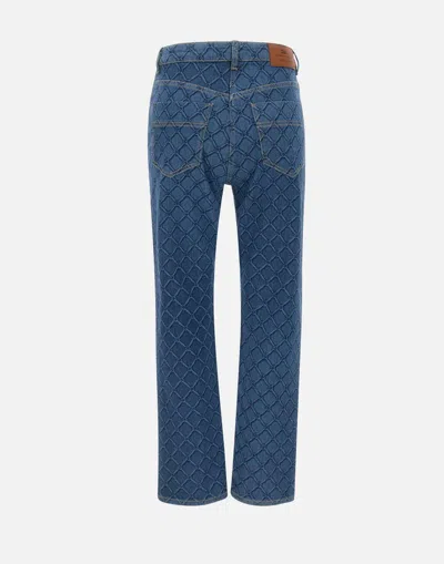 Elisabetta Franchi Slim Fit Trousers With Laser Lozenge Print In Blue