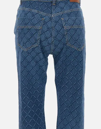 Elisabetta Franchi Slim Fit Trousers With Laser Lozenge Print In Blue