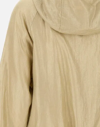 Eleventy Linen Jacket With Hood And Zip