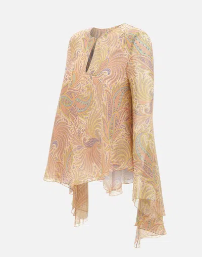 Etro Multicolour Silk Blouse With Ruffles
