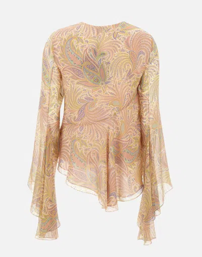 Etro Multicolour Silk Blouse With Ruffles