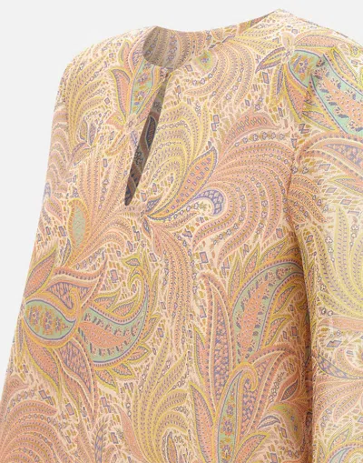Etro Multicolour Silk Blouse With Ruffles