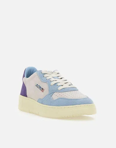 Autry Medalist Low Tricolor Suede Sneakers Patridge And Mauve Color In Multi