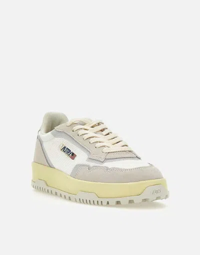 Autry Wildpace Low Sneakers In White Mesh And Suede