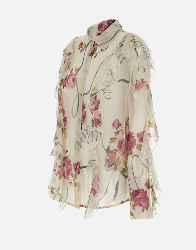 Blumarine Women Floral Silk Chiffon Shirt