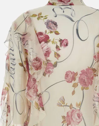 Blumarine Women Floral Silk Chiffon Shirt