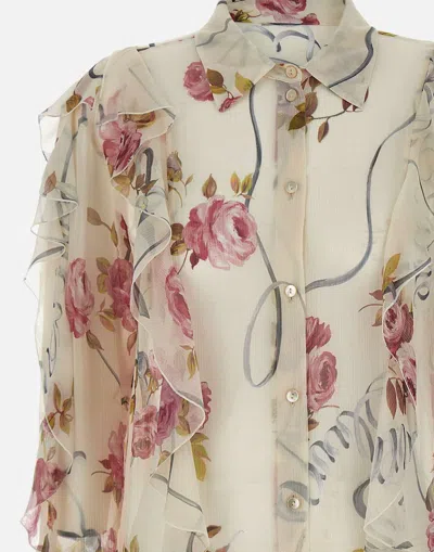 Blumarine Women Floral Silk Chiffon Shirt