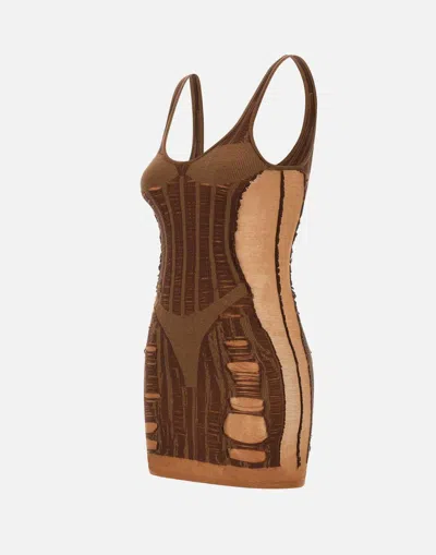Diesel Brown M-calimera-short Minidress In Brown