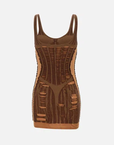 Diesel Brown M-calimera-short Minidress In Brown