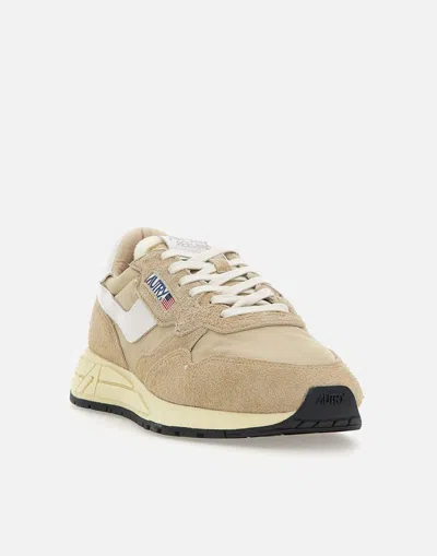 Autry Low-top Sneakers In Light Beige Nylon And Suede In Multi
