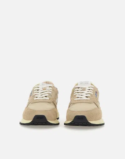 Autry Low-top Sneakers In Light Beige Nylon And Suede In Multi