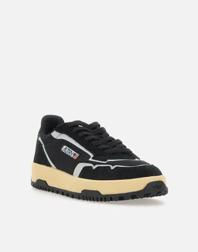 Autry Wildpace Nubuck And Rubber-trimmed Suede And Mesh Sneakers In Black