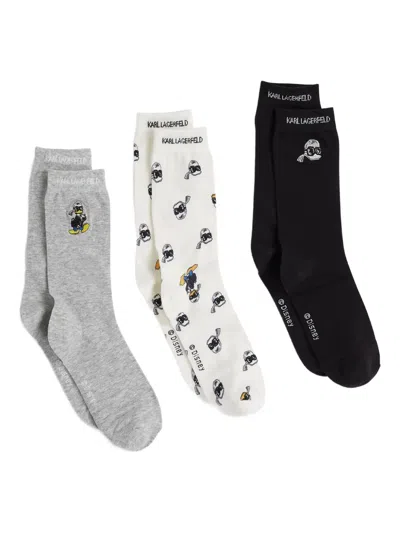 X DISNEY 大面积印花针织袜（三件装）