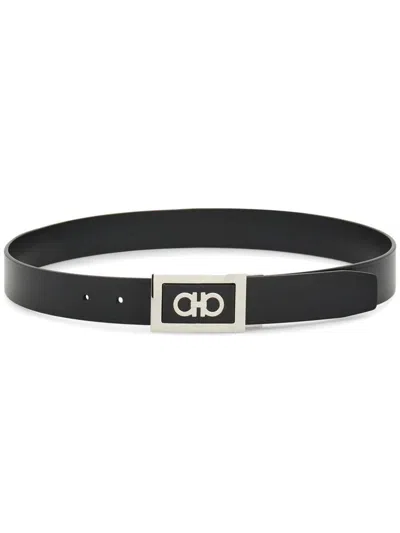 Ferragamo Gancini Black Testa Di Moro Belt