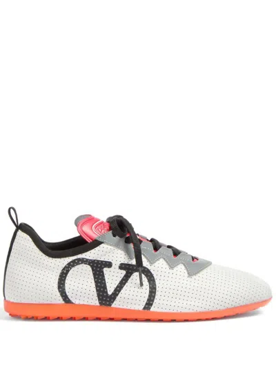 Valentino Garavani White Sneakers With Asymmetric Toe And Vlogo Detail On The Side In Tech Fabric Ma
