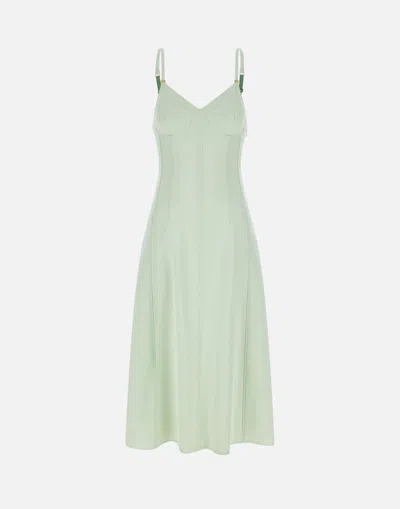 Elisabetta Franchi Criss-cross Tie Crepe Dress In Green